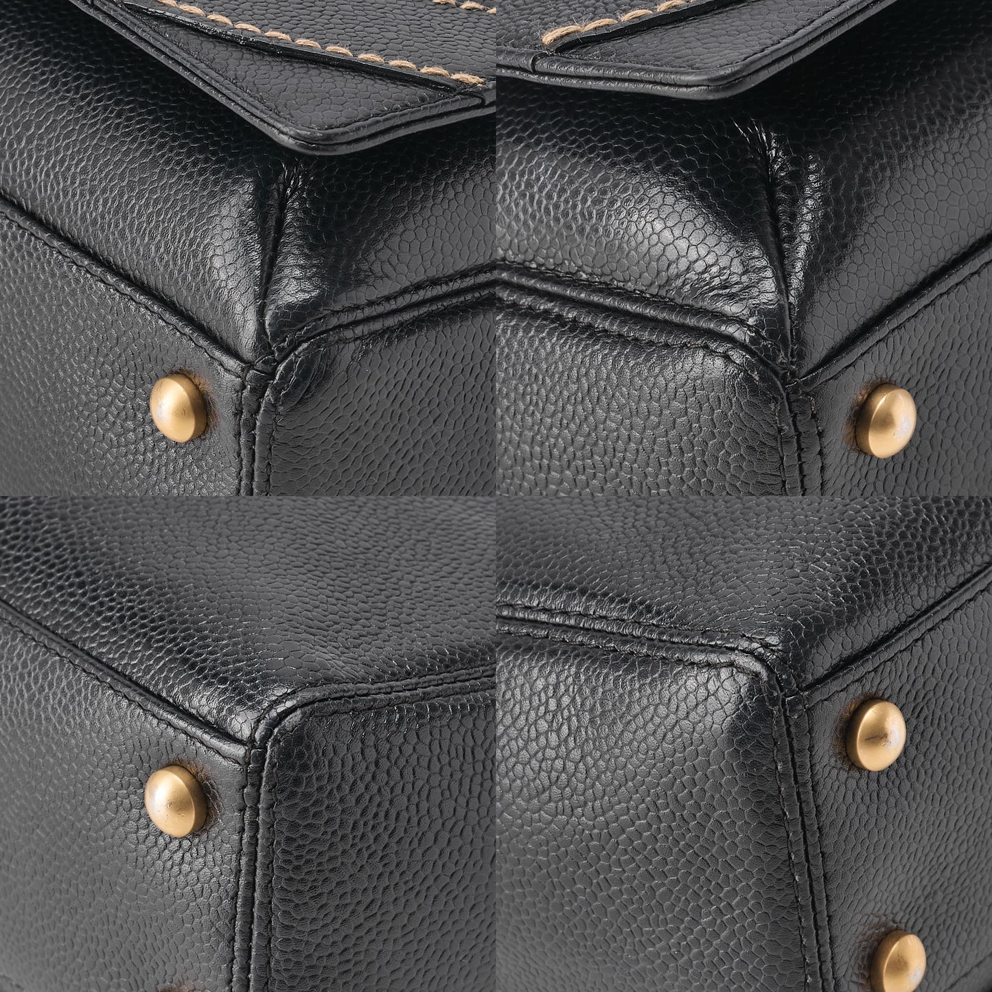 CHANEL Cocomark Wild Stitch Tote Bag Caviar Skin Black Gold-Tone Hardware, Pre-Owned