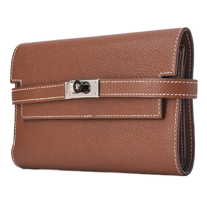 HERMES ケリーウォレット 3つ折り コンパクト エプソン ゴールド シルバー金具 中古