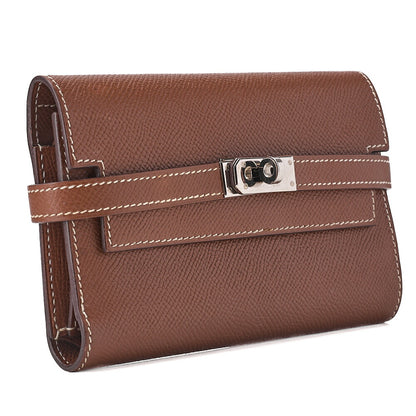 HERMES ケリーウォレット 3つ折り コンパクト エプソン ゴールド シルバー金具 中古