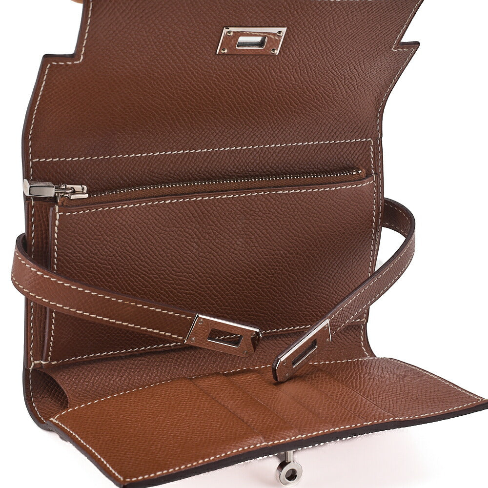 HERMES ケリーウォレット 3つ折り コンパクト エプソン ゴールド シルバー金具 中古