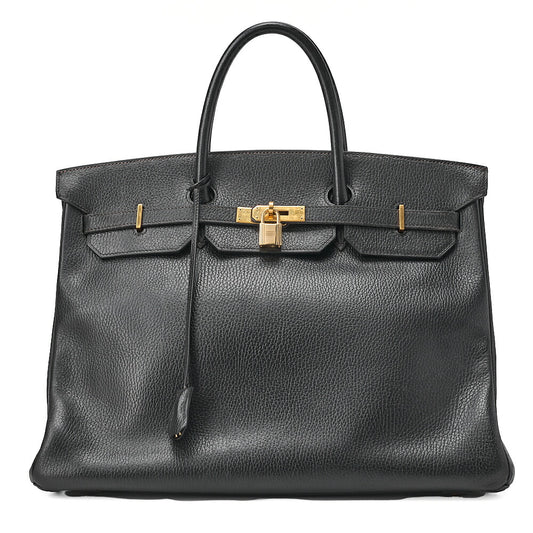 HERMES Birkin 40 Handbag Ardennes Black Gold-Tone Hardware, Pre-Owned