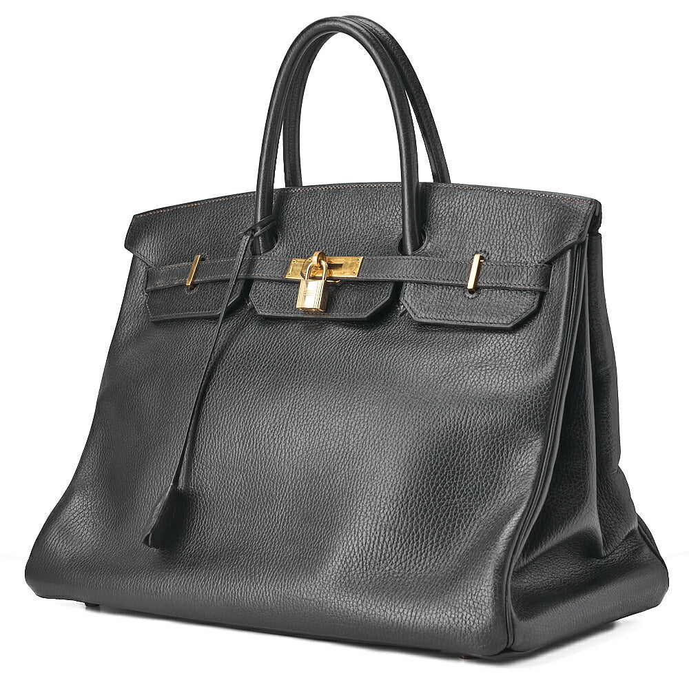 HERMES Birkin 40 Handbag Ardennes Black Gold-Tone Hardware, Pre-Owned