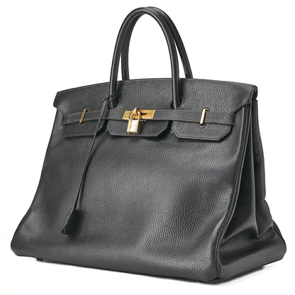HERMES Birkin 40 Handbag Ardennes Black Gold-Tone Hardware, Pre-Owned