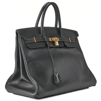 HERMES Birkin 40 Handbag Ardennes Black Gold-Tone Hardware, Pre-Owned