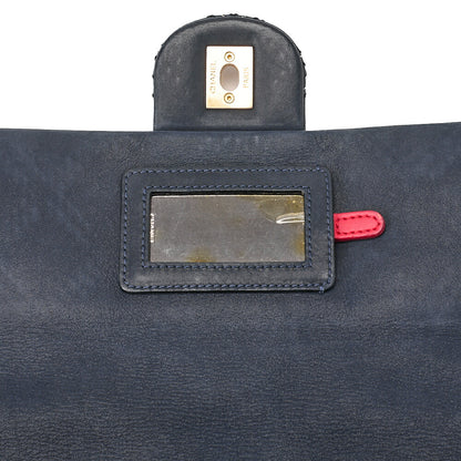 CHANEL Ultra Stitch Matelasse Chain Shoulder Bag Single Flap Leather Navy Gold-Tone Hardware, Pre-Owned