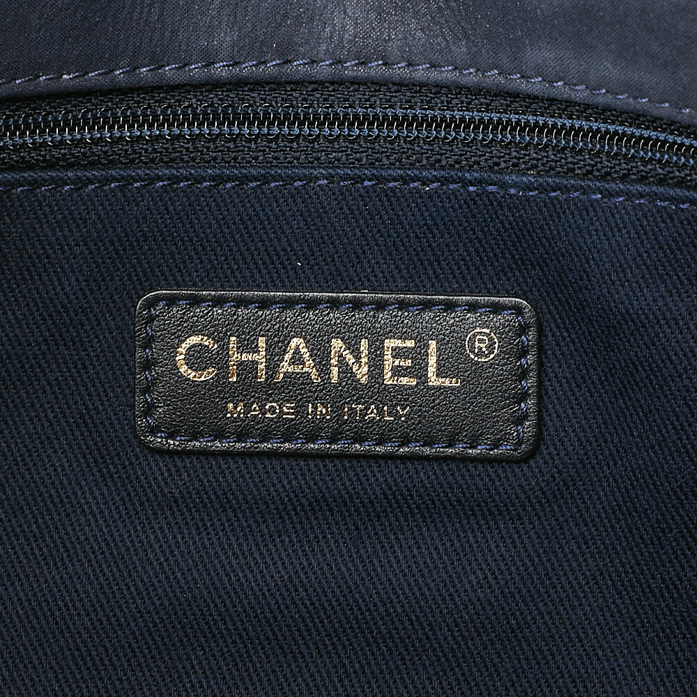 CHANEL Ultra Stitch Matelasse Chain Shoulder Bag Single Flap Leather Navy Gold-Tone Hardware, Pre-Owned
