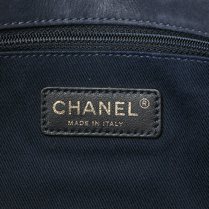 CHANEL Ultra Stitch Matelasse Chain Shoulder Bag Single Flap Leather Navy Gold-Tone Hardware, Pre-Owned