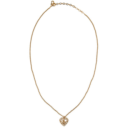 DIOR ディオール ハートロゴラインストーンネックレス GP ゴールド (ゴールドプレート) ゴールドトーン金具 中古品