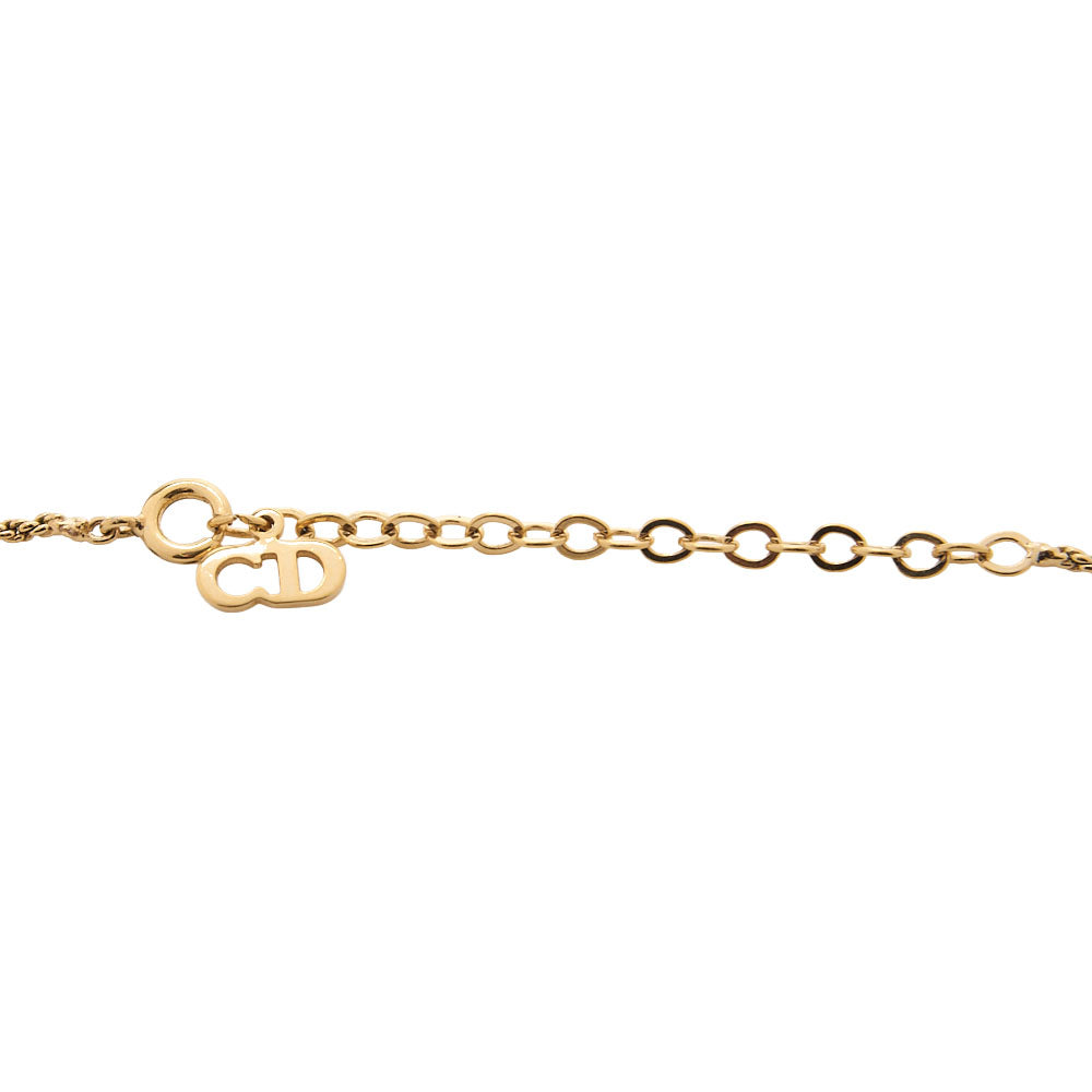 DIOR ディオール ハートロゴラインストーンネックレス GP ゴールド (ゴールドプレート) ゴールドトーン金具 中古品