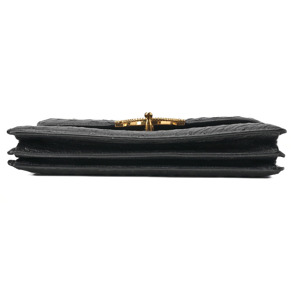HERMES ヴァスコ オーストリッチ ハンドバッグ ブラック ゴールド金具 中古