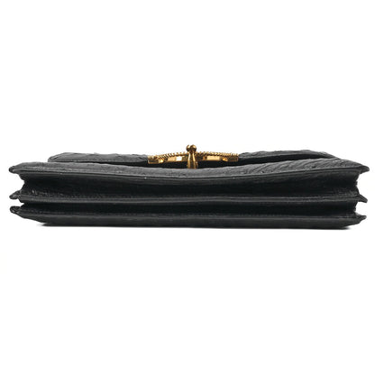 HERMES ヴァスコ オーストリッチ ハンドバッグ ブラック ゴールド金具 中古