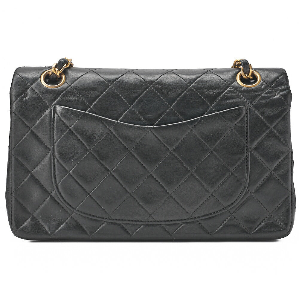 CHANEL チェーンショルダーバッグ マトラッセ23cm ダブルフラップ ラムスキン ブラック ゴールド金具, 中古品