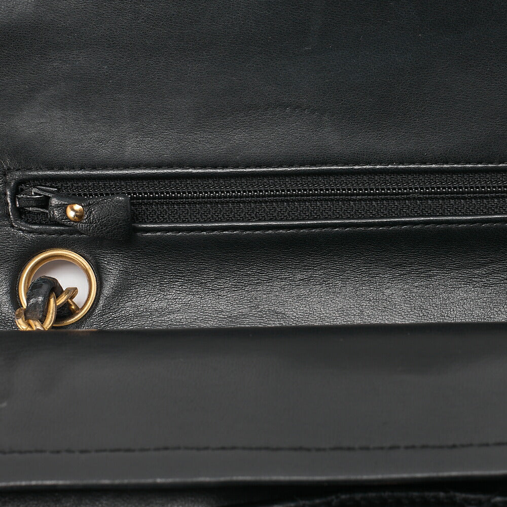 CHANEL チェーンショルダーバッグ マトラッセ23cm ダブルフラップ ラムスキン ブラック ゴールド金具, 中古品