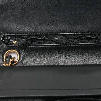 CHANEL チェーンショルダーバッグ マトラッセ23cm ダブルフラップ ラムスキン ブラック ゴールド金具, 中古品