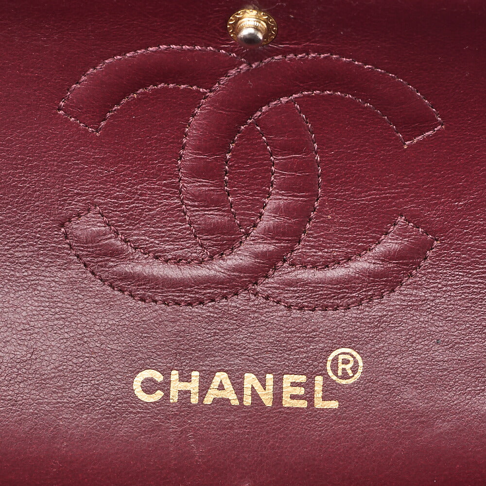 CHANEL チェーンショルダーバッグ マトラッセ23cm ダブルフラップ ラムスキン ブラック ゴールド金具, 中古品