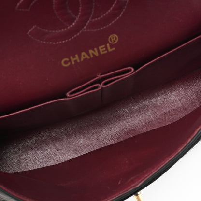 CHANEL チェーンショルダーバッグ マトラッセ23cm ダブルフラップ ラムスキン ブラック ゴールド金具, 中古品