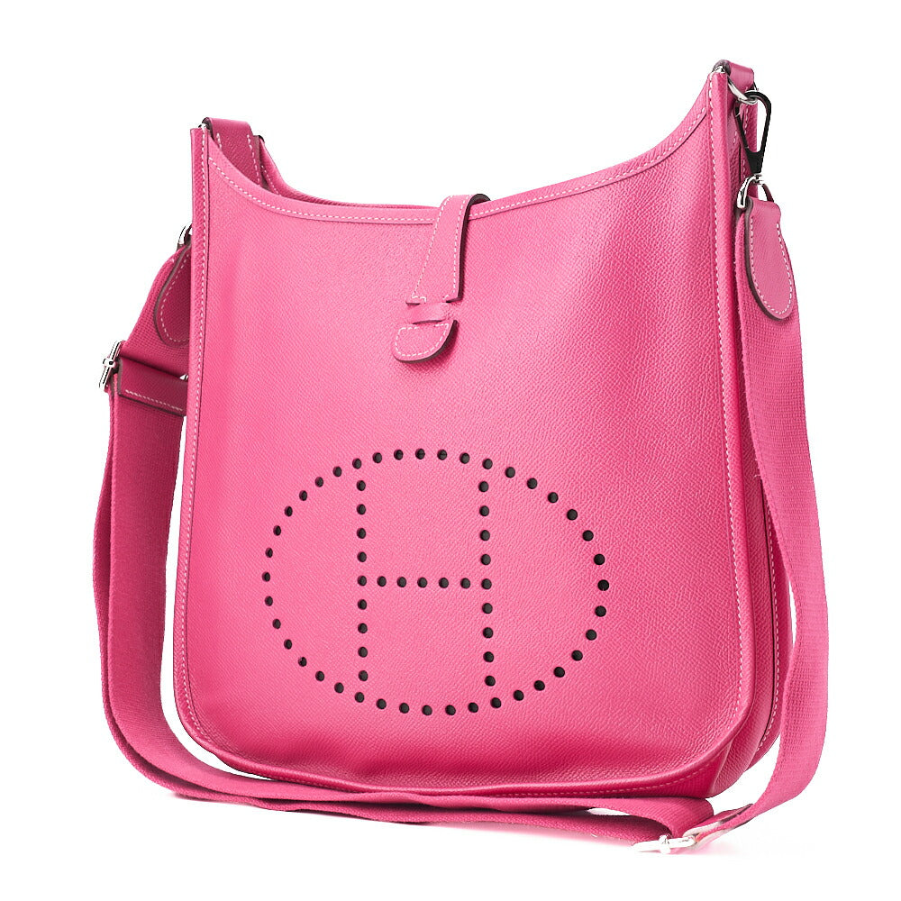 HERMES Evelyn PM3 Trois Epson Shoulder Bag Magnolia Silver-Tone Hardware, Pre-Owned