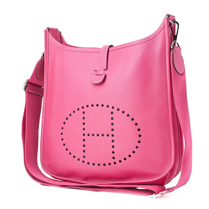 HERMES Evelyn PM3 Trois Epson Shoulder Bag Magnolia Silver-Tone Hardware, Pre-Owned