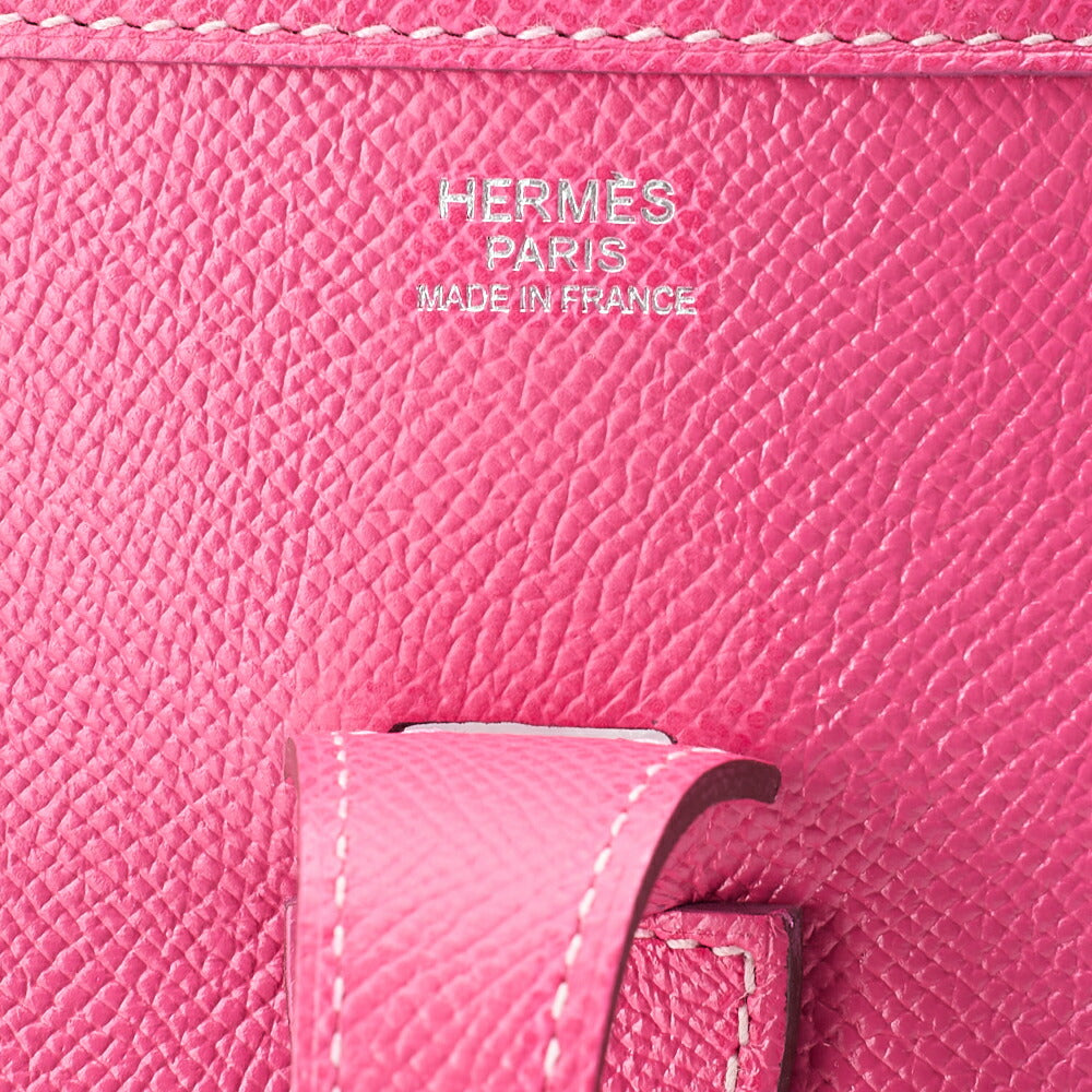 HERMES Evelyn PM3 Trois Epson Shoulder Bag Magnolia Silver-Tone Hardware, Pre-Owned