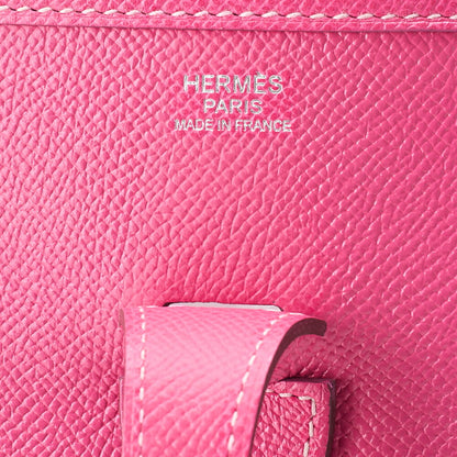 HERMES Evelyn PM3 Trois Epson Shoulder Bag Magnolia Silver-Tone Hardware, Pre-Owned