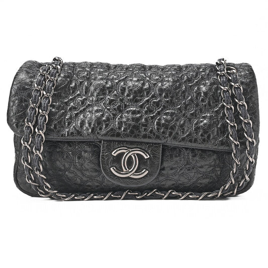 CHANEL Enamel Camellia Line Single Chain Shoulder Purple Silver-Tone Hardware, Pre-Owned