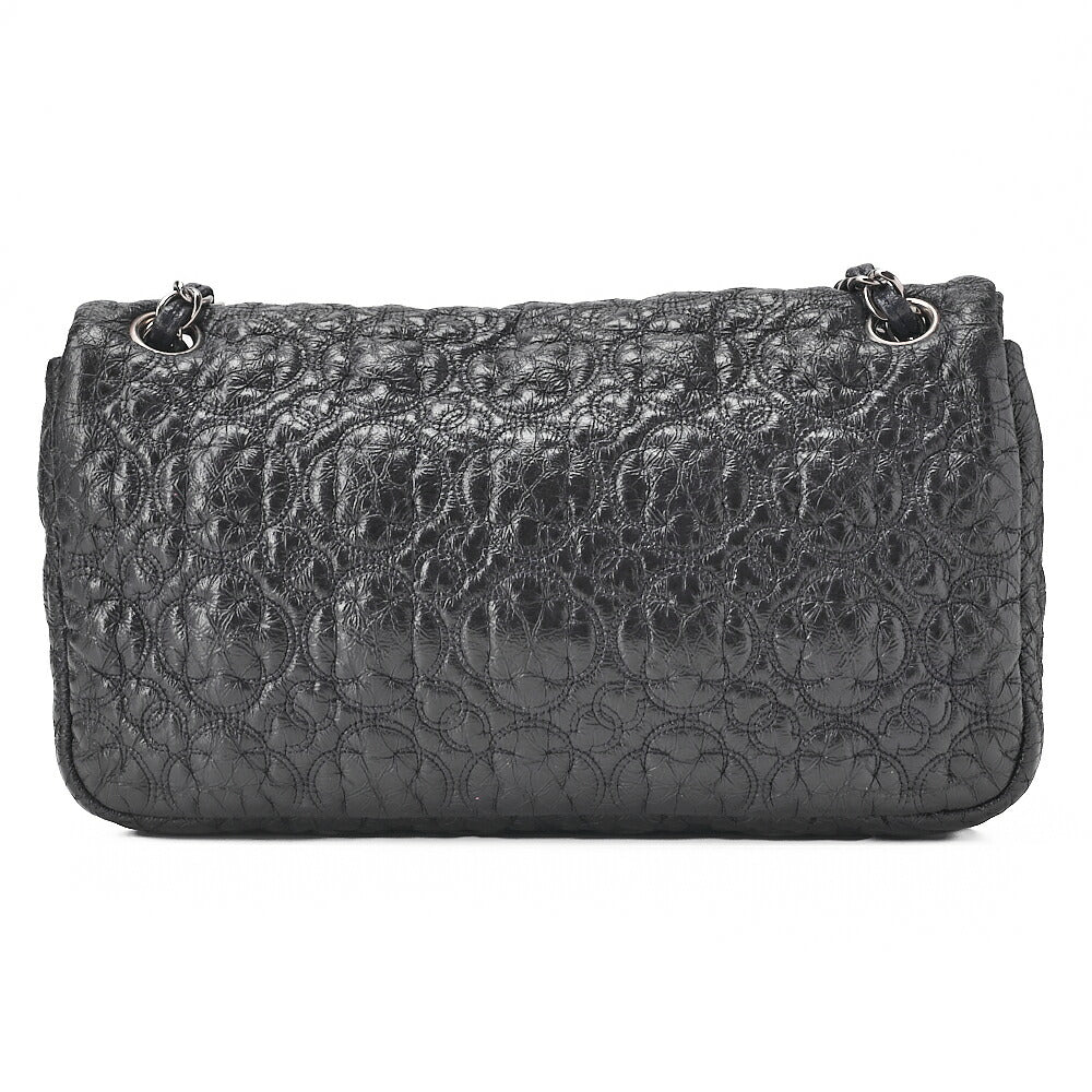 CHANEL エナメル カメリアライン シングルチェーン ショルダーバッグ パープル シルバー金具 中古品