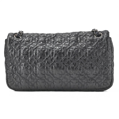 CHANEL エナメル カメリアライン シングルチェーン ショルダーバッグ パープル シルバー金具 中古品