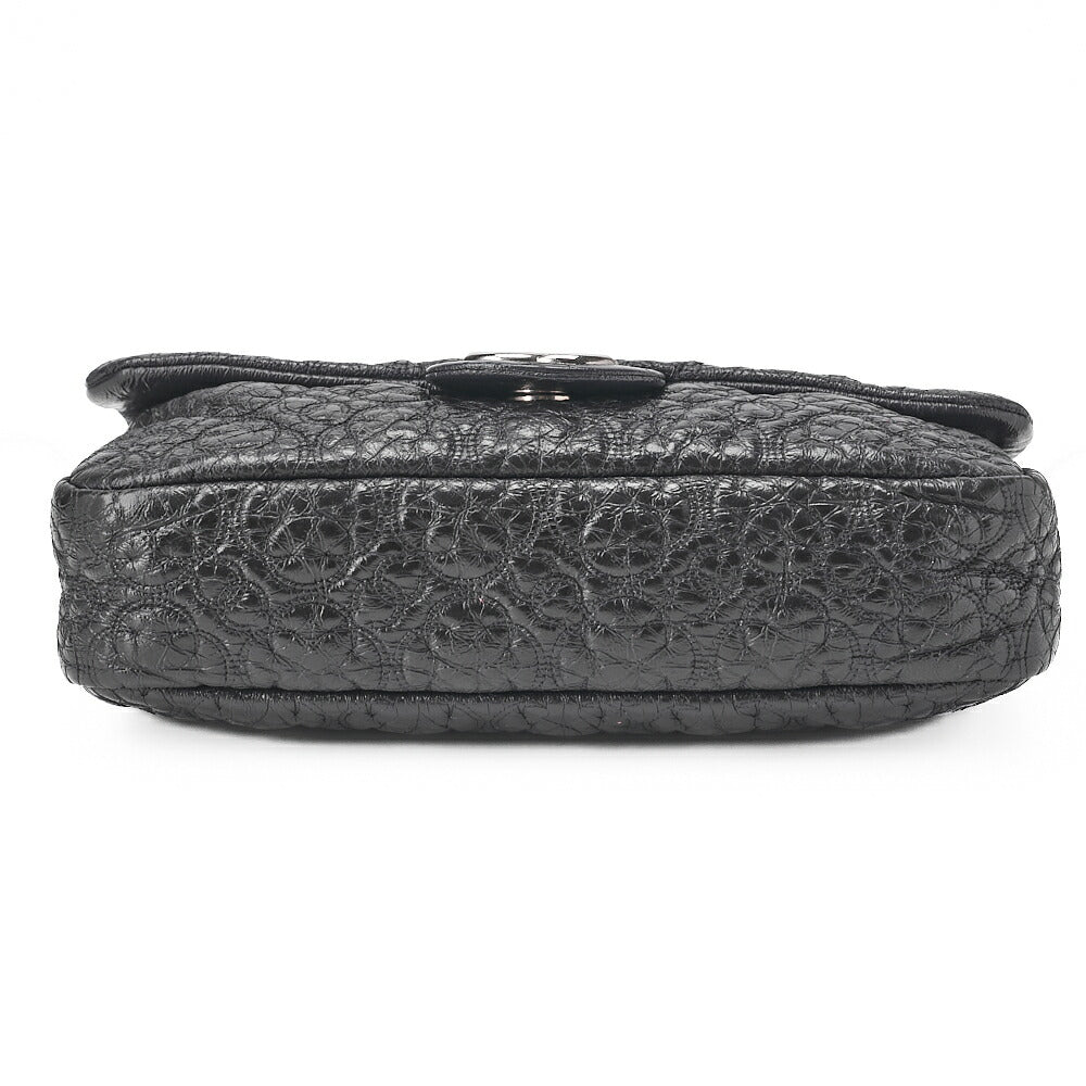 CHANEL エナメル カメリアライン シングルチェーン ショルダーバッグ パープル シルバー金具 中古品