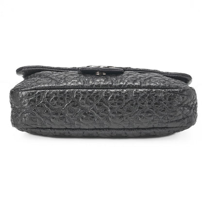 CHANEL エナメル カメリアライン シングルチェーン ショルダーバッグ パープル シルバー金具 中古品