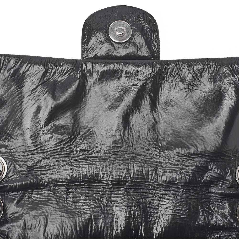 CHANEL エナメル カメリアライン シングルチェーン ショルダーバッグ パープル シルバー金具 中古品