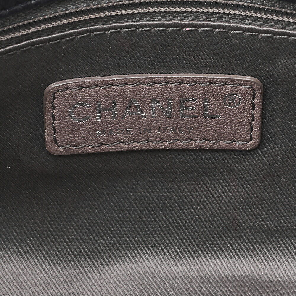 CHANEL エナメル カメリアライン シングルチェーン ショルダーバッグ パープル シルバー金具 中古品