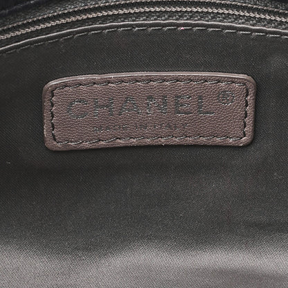 CHANEL エナメル カメリアライン シングルチェーン ショルダーバッグ パープル シルバー金具 中古品