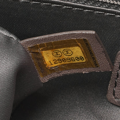 CHANEL エナメル カメリアライン シングルチェーン ショルダーバッグ パープル シルバー金具 中古品