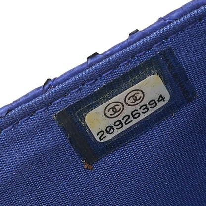 シャネル ボーイシャネル マトラッセ チェーンウォレット パイソン ブルー シルバー金具 中古品