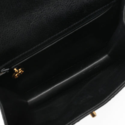 CHANEL ショルダーバッグ トートバッグ マトラッセ キャビアスキン スクエアチェーンショルダー 黒 ゴールド金具 中古
