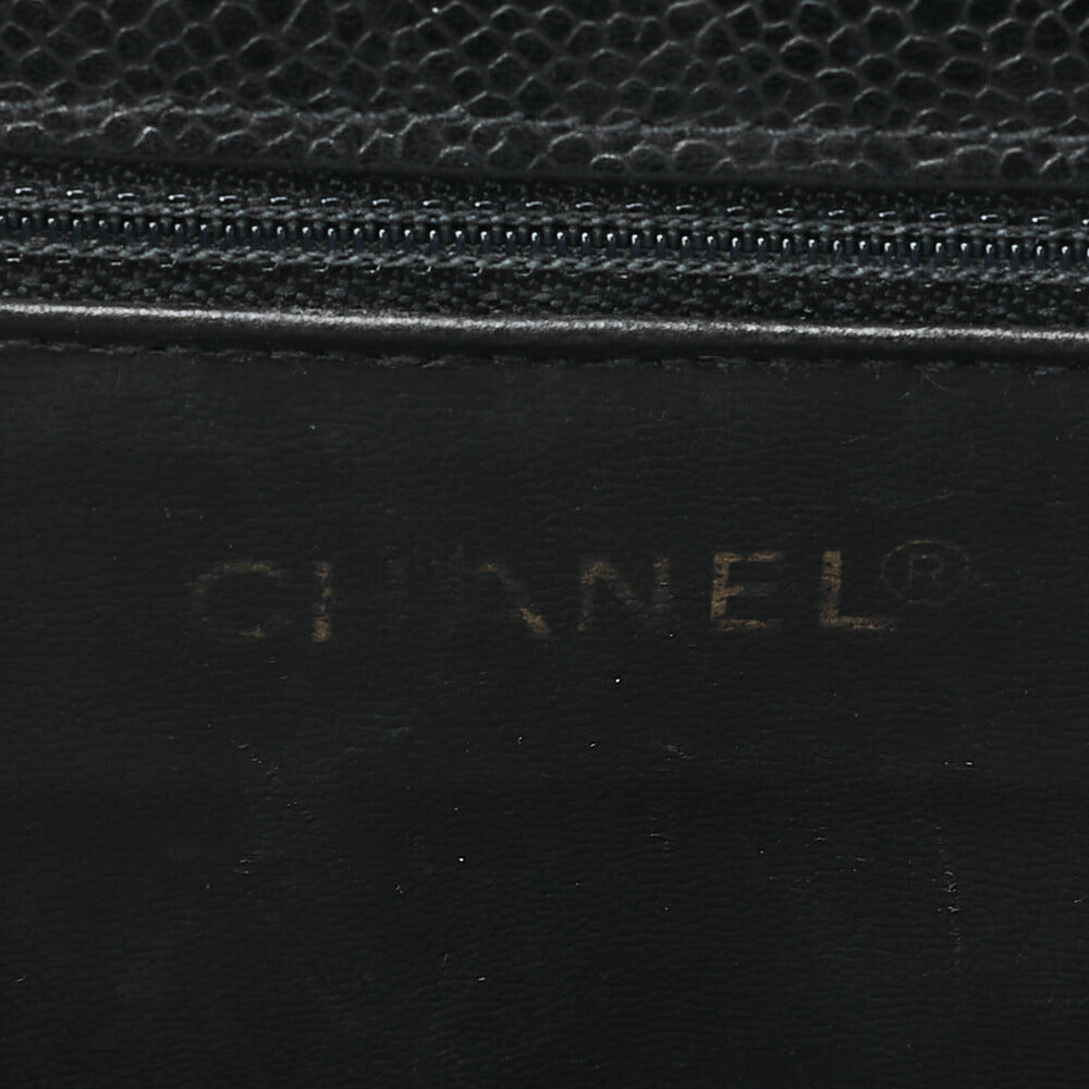 CHANEL ショルダーバッグ トートバッグ マトラッセ キャビアスキン スクエアチェーンショルダー 黒 ゴールド金具 中古