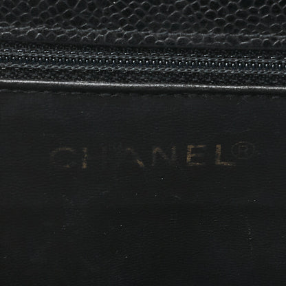 CHANEL ショルダーバッグ トートバッグ マトラッセ キャビアスキン スクエアチェーンショルダー 黒 ゴールド金具 中古