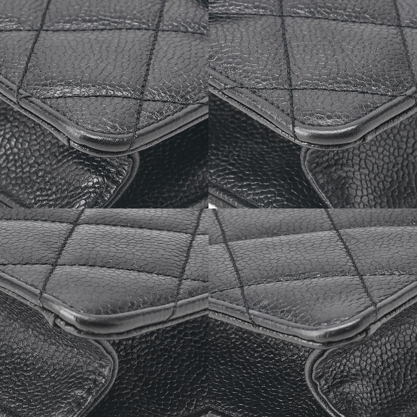 CHANEL ショルダーバッグ トートバッグ マトラッセ キャビアスキン スクエアチェーンショルダー 黒 ゴールド金具 中古