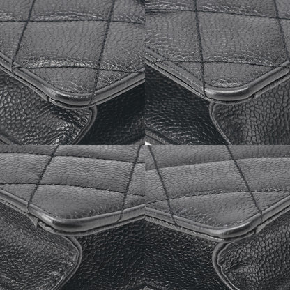 CHANEL ショルダーバッグ トートバッグ マトラッセ キャビアスキン スクエアチェーンショルダー 黒 ゴールド金具 中古