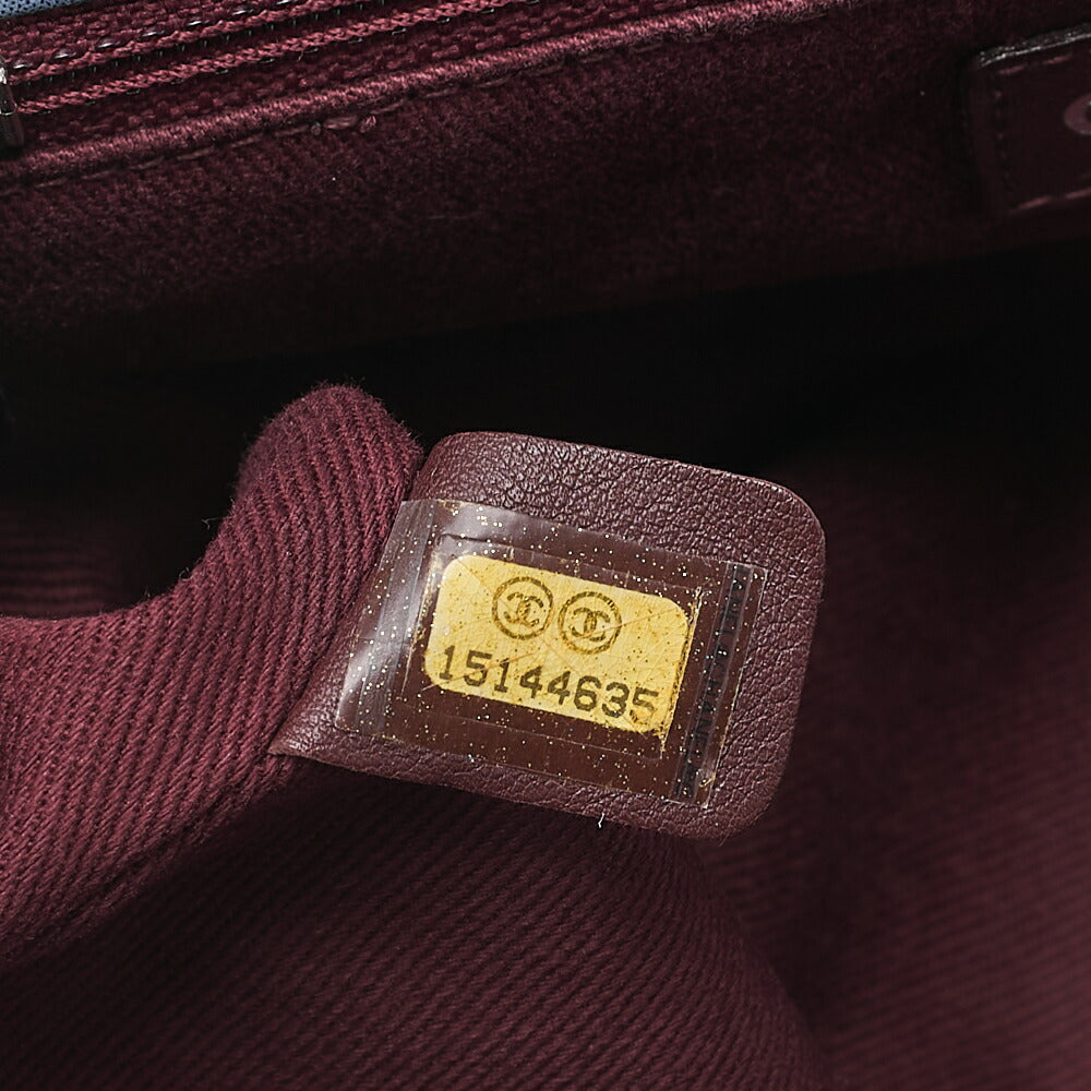 CHANEL スパークルレザー×ヴィンテージカーフ マトラッセ シングルチェーンショルダー ネイビー×ブラウン シルバー金具 中古