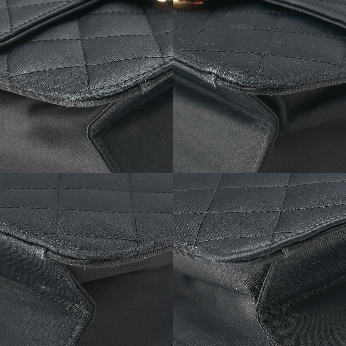 シャネル ミニマトラッセ プッシュロック チェーンショルダーバッグ サテン ブラック ゴールド金具 中古品
