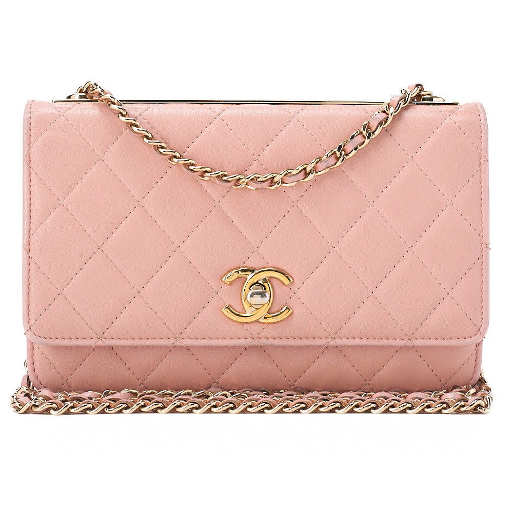 CHANEL Lambskin Matelasse Trendy CC Chain Wallet Pink Gold-Tone Hardware, Pre-Owned