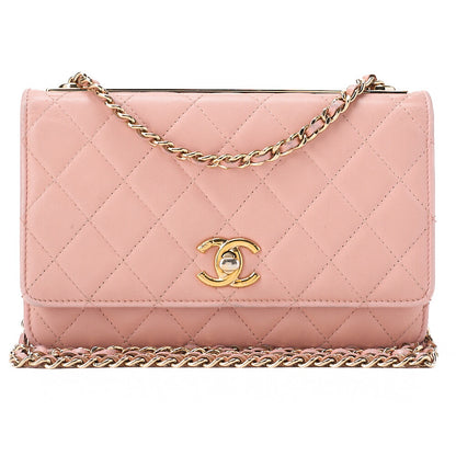 CHANEL Lambskin Matelasse Trendy CC Chain Wallet Pink Gold-Tone Hardware, Pre-Owned