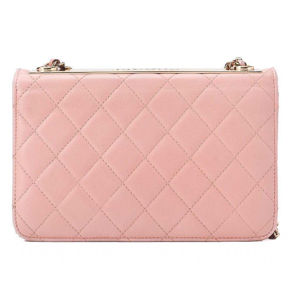 CHANEL Lambskin Matelasse Trendy CC Chain Wallet Pink Gold-Tone Hardware, Pre-Owned