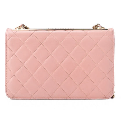 CHANEL Lambskin Matelasse Trendy CC Chain Wallet Pink Gold-Tone Hardware, Pre-Owned