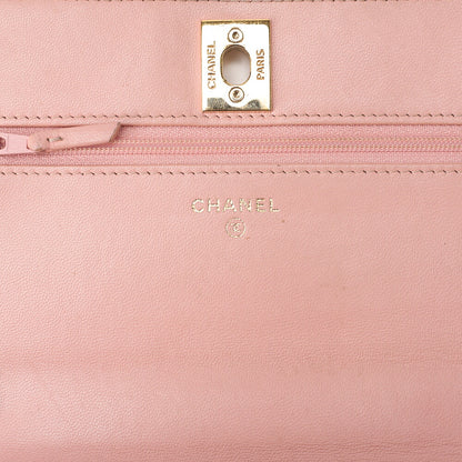 CHANEL Lambskin Matelasse Trendy CC Chain Wallet Pink Gold-Tone Hardware, Pre-Owned