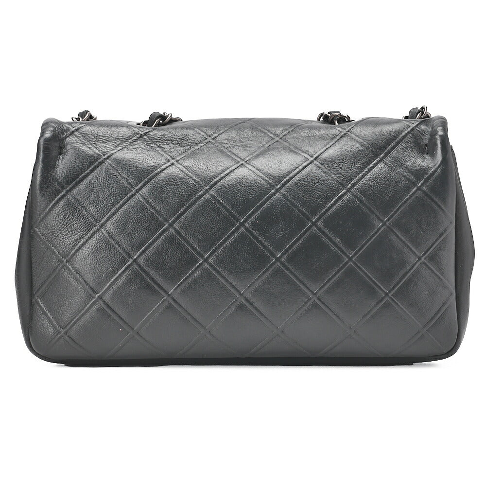 CHANEL Calfskin Matelasse Bicolore Full Flap Chain Shoulder Black Silver-Tone Hardware, Pre-Owned