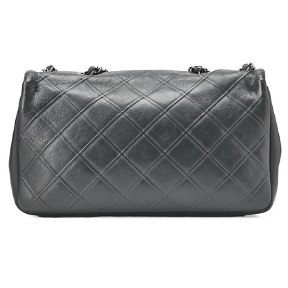 CHANEL Calfskin Matelasse Bicolore Full Flap Chain Shoulder Black Silver-Tone Hardware, Pre-Owned
