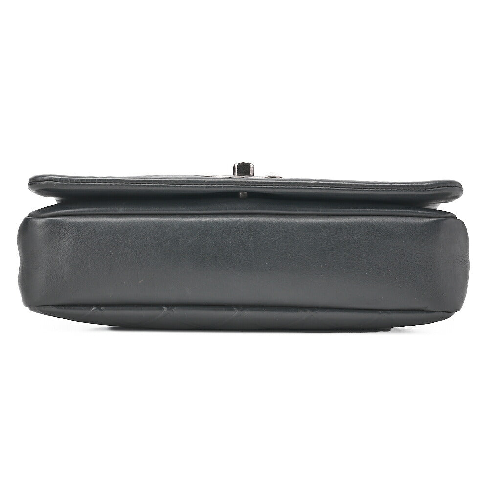 CHANEL Calfskin Matelasse Bicolore Full Flap Chain Shoulder Black Silver-Tone Hardware, Pre-Owned