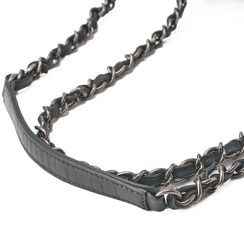 CHANEL Calfskin Matelasse Bicolore Full Flap Chain Shoulder Black Silver-Tone Hardware, Pre-Owned